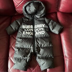 Black 0-3 months Burberry snowsuit was boy worn once